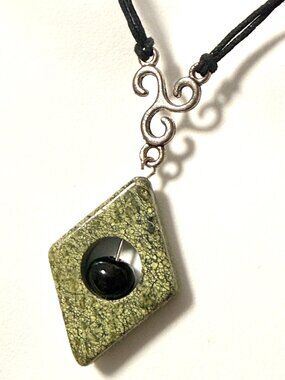 2/$20, Natural Green Serpentine Necklace, Genuine Gemstone Cord Necklace